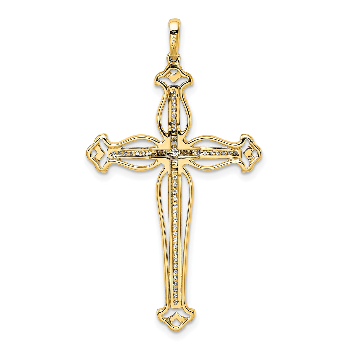 14k 1/4ct. Diamond Fancy Budded Cross Pendant-PM5101-025-YWA