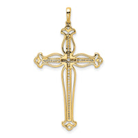 14k 1/4ct. Diamond Fancy Budded Cross Pendant-PM5101-025-YWA