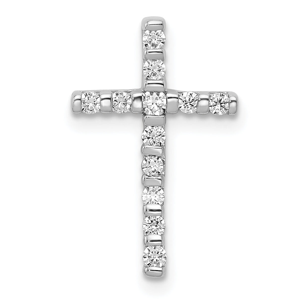 14k White Gold 1/4ct. Diamond Cross Chain Slide-PM5102-025-WA