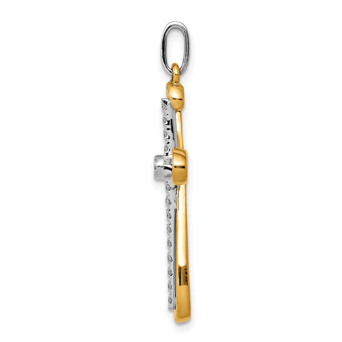 14k Two-tone 1/6ct. Diamond Cross Pendant-PM5106-016-WYA