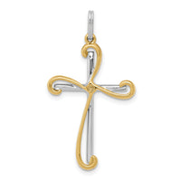 14k Two-tone 1/6ct. Diamond Cross Pendant-PM5106-016-WYA