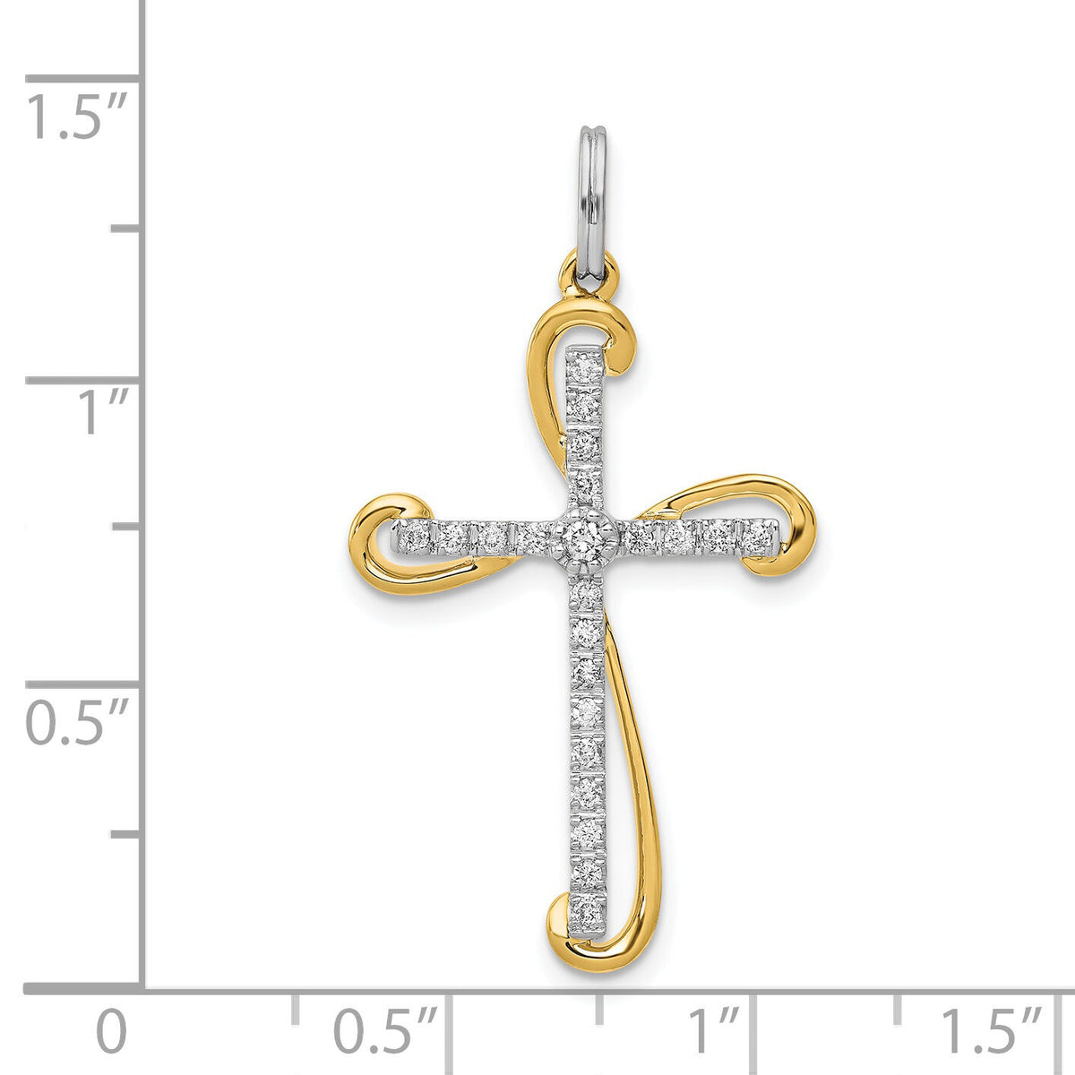 14k Two-tone 1/6ct. Diamond Cross Pendant-PM5106-016-WYA