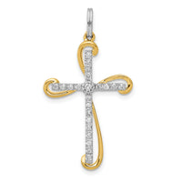 14k Two-tone 1/6ct. Diamond Cross Pendant-PM5106-016-WYA