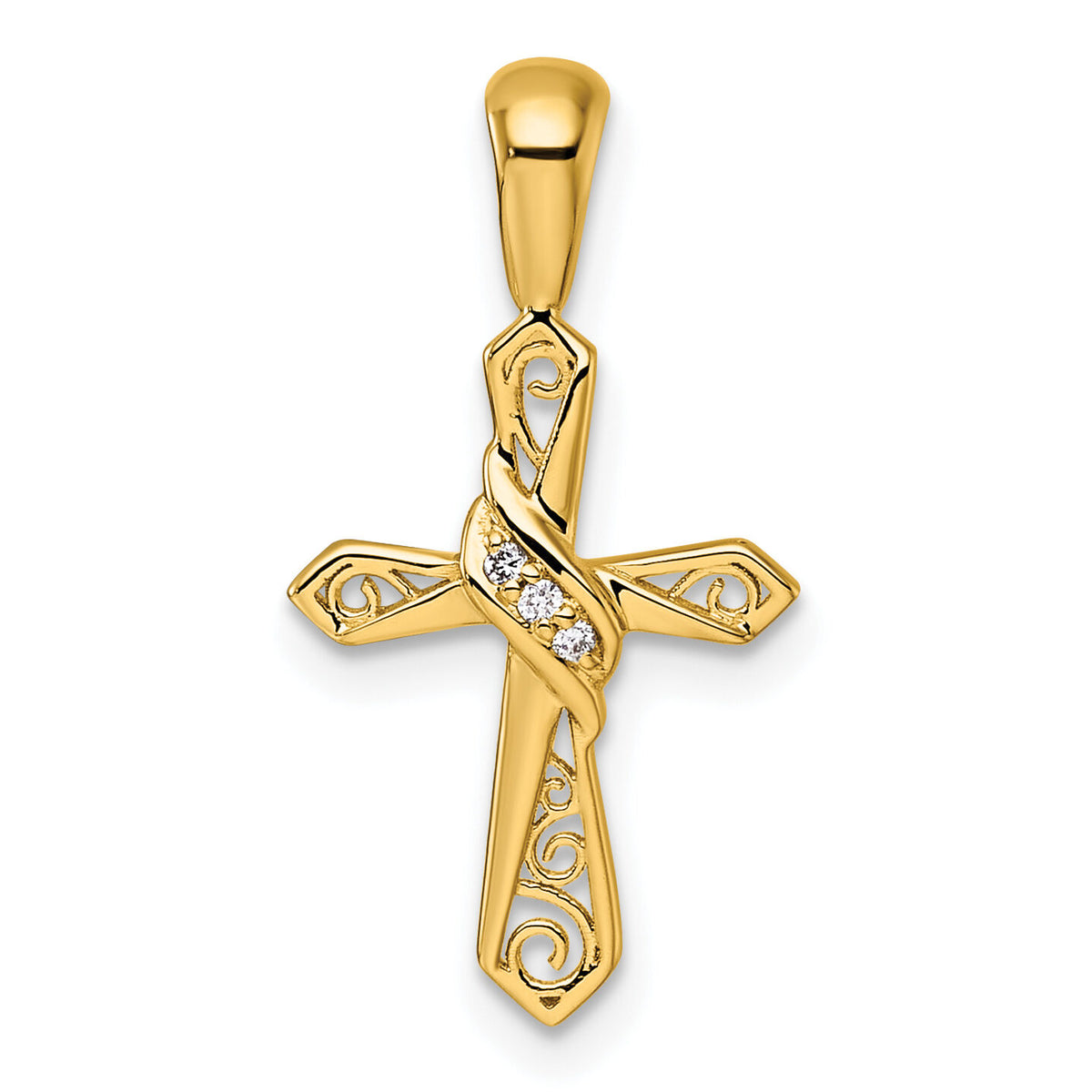 14k Diamond Cross Pendant-PM5108-002-YA