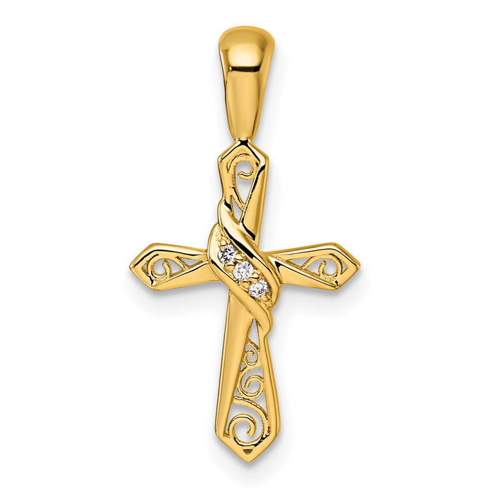 14k Diamond Cross Pendant-PM5108-002-YA