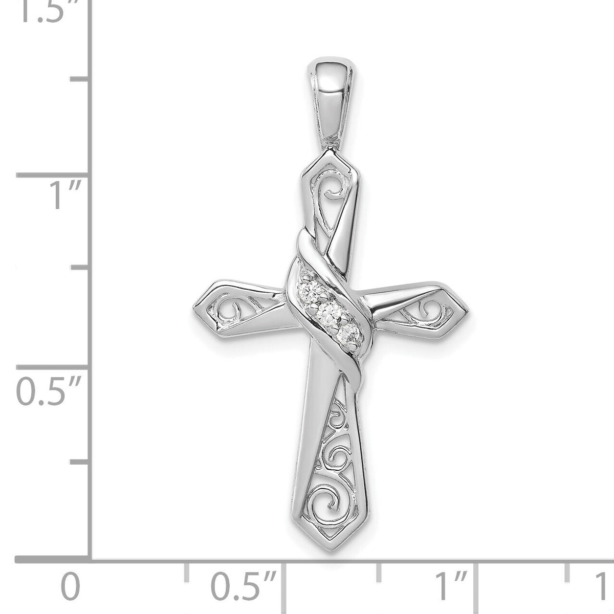14k White Gold 1/20ct. Diamond Cross Pendant-PM5108-005-WA