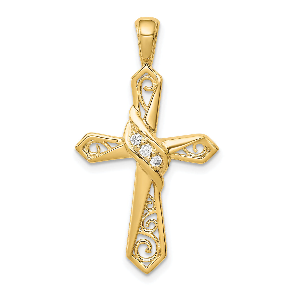 14k 1/20ct. Diamond Cross Pendant-PM5108-005-YA