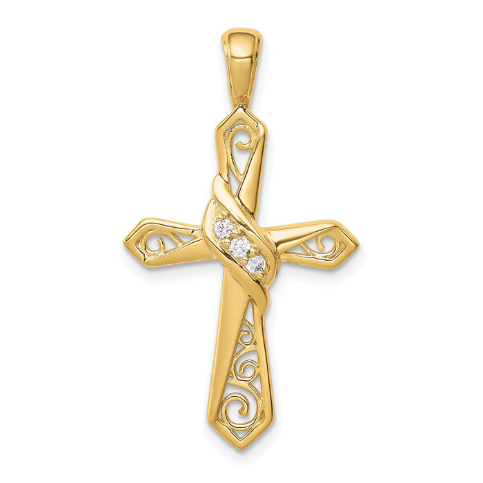14k 1/20ct. Diamond Cross Pendant-PM5108-005-YA