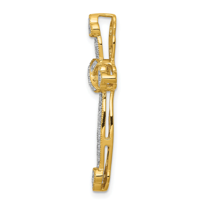 14k 1/4ct. Diamond Budded Cross Chain Slide-PM5113-025-YA