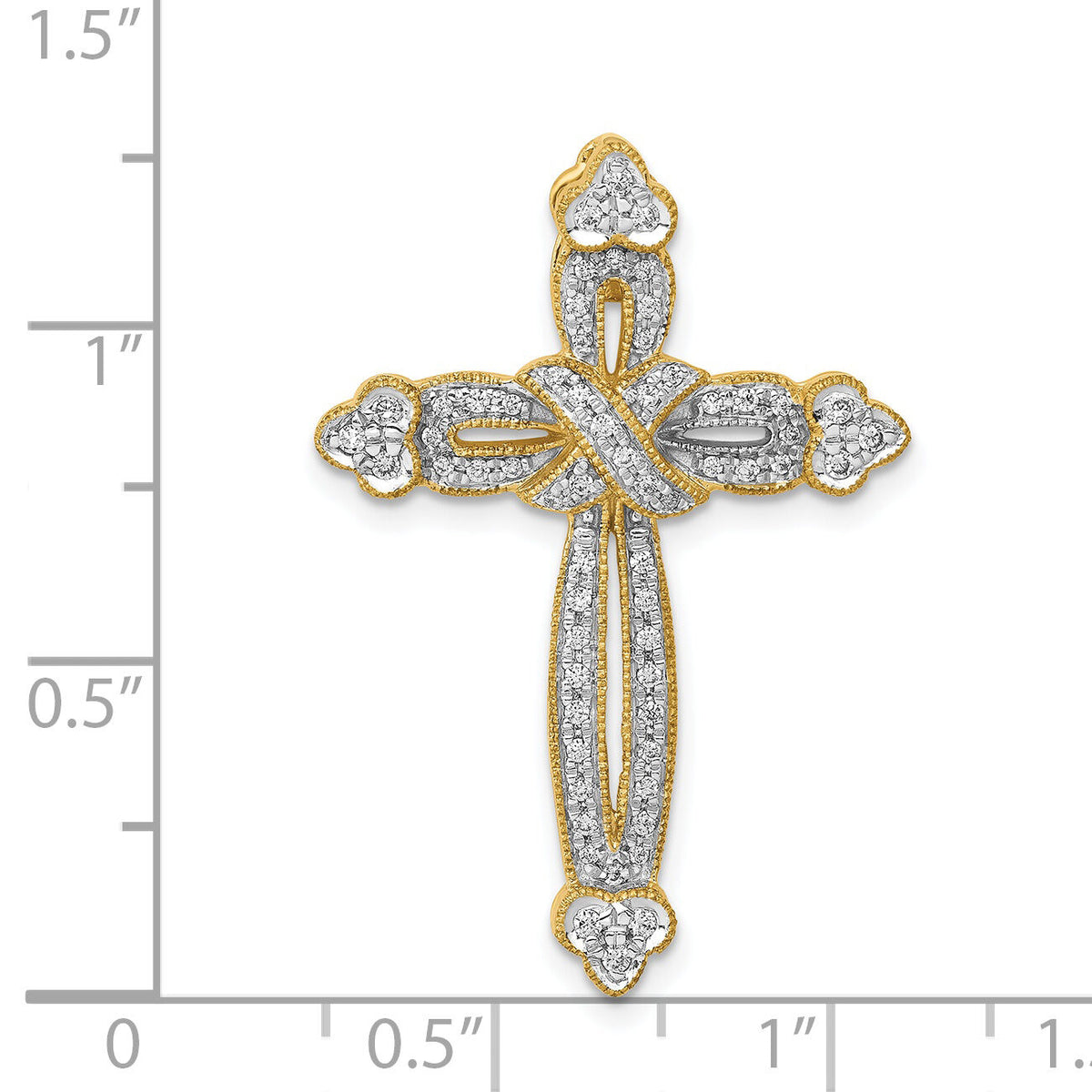 14k 1/4ct. Diamond Budded Cross Chain Slide-PM5113-025-YA