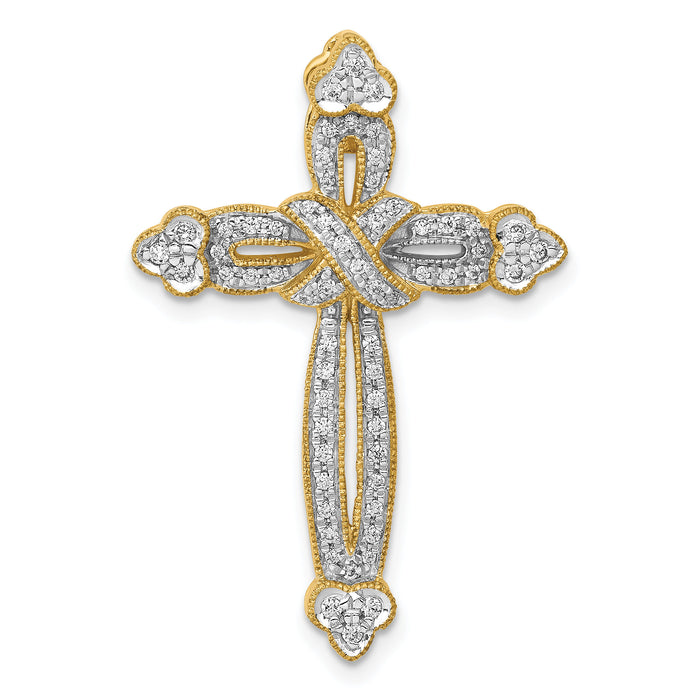 14k 1/4ct. Diamond Budded Cross Chain Slide-PM5113-025-YA