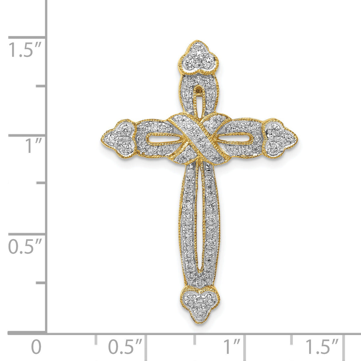 14k 5/8ct. Diamond Budded Cross Chain Slide-PM5113-062-YA