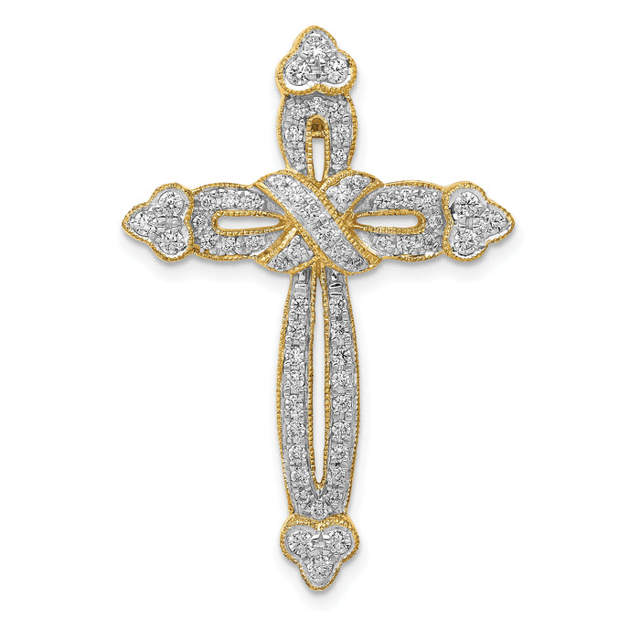 14k 5/8ct. Diamond Budded Cross Chain Slide-PM5113-062-YA