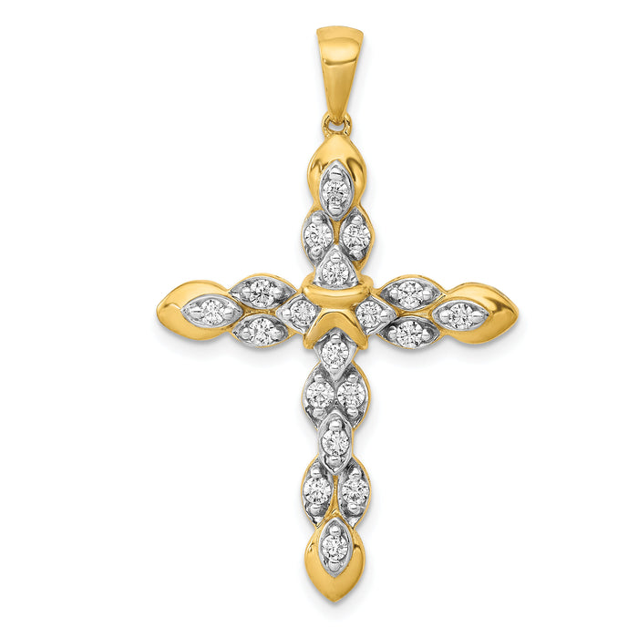 14k 1/2ct. Diamond Cross Pendant-PM5114-050-YA