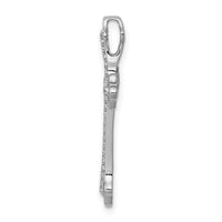 14k White Gold Polished 1/10ct. Diamond Budded Cross Chain Slide-PM5115-010-WA