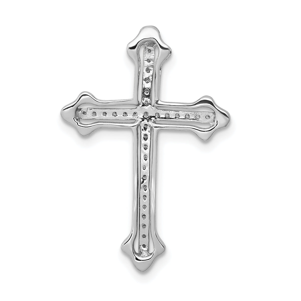 14k White Gold Polished 1/10ct. Diamond Budded Cross Chain Slide-PM5115-010-WA