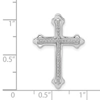 14k White Gold Polished 1/10ct. Diamond Budded Cross Chain Slide-PM5115-010-WA