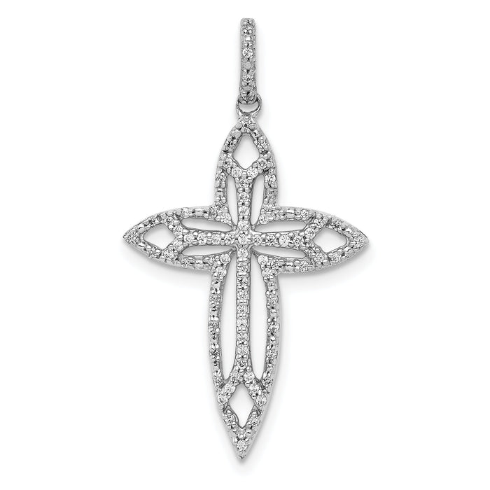 14k White Gold 1/4ct. Diamond Fancy Cross Pendant-PM5118-025-WA