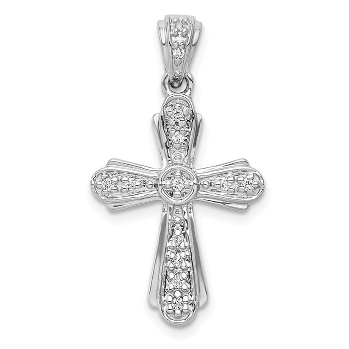 14k White Gold 1/10ct. Diamond Cross Pendant-PM5120-010-WA