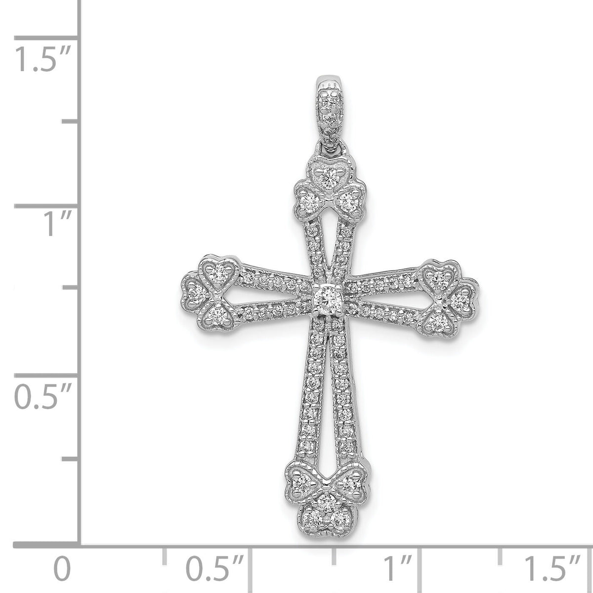 14k White Gold 3/8ct. Diamond Budded Cross Pendant-PM5121-040-WA