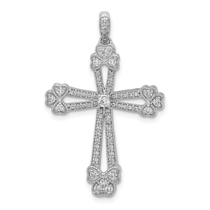 14k White Gold 3/8ct. Diamond Budded Cross Pendant-PM5121-040-WA