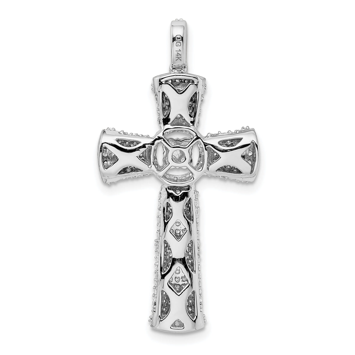 14k White Gold Diamond Cross Pendant-PM5122-100-WA