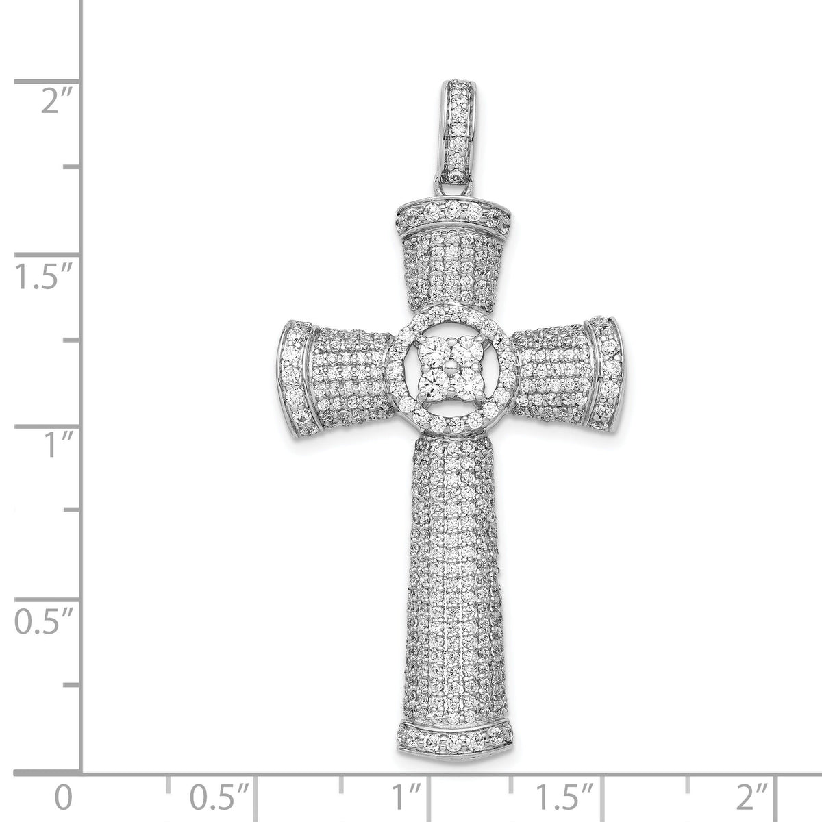 14k White Gold Diamond Cross Pendant-PM5122-175-WA