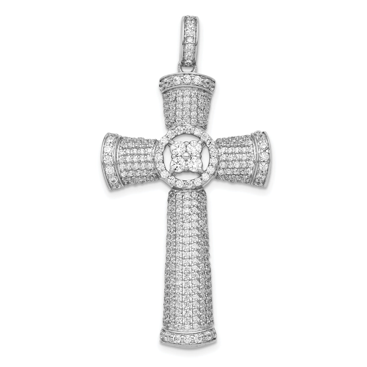 14k White Gold Diamond Cross Pendant-PM5122-175-WA