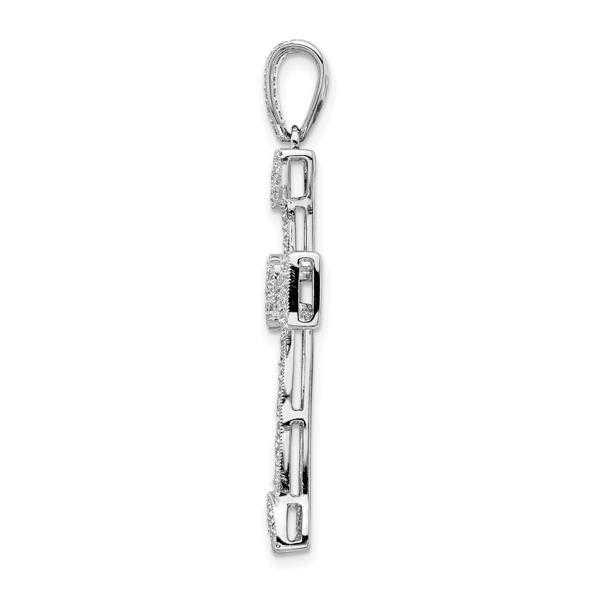 14k White Gold Diamond Filigree Cross Pendant-PM5125-040-WA