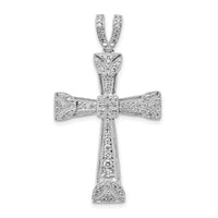 14k White Gold Diamond Filigree Cross Pendant-PM5125-040-WA