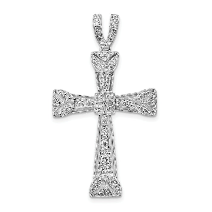 14k White Gold Diamond Filigree Cross Pendant-PM5125-040-WA