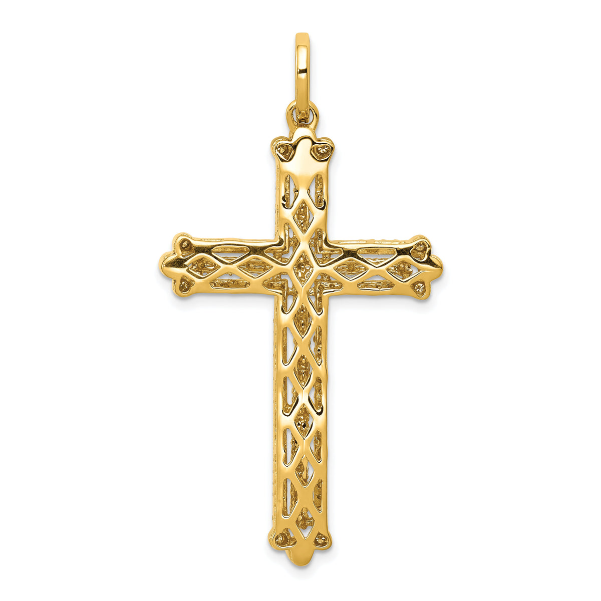 14k Diamond Budded Cross Pendant-PM5127-100-YA