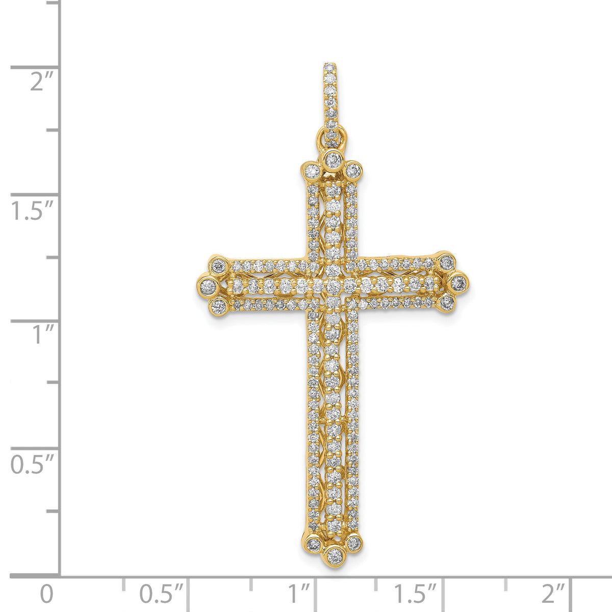 14k Diamond Budded Cross Pendant-PM5127-100-YA