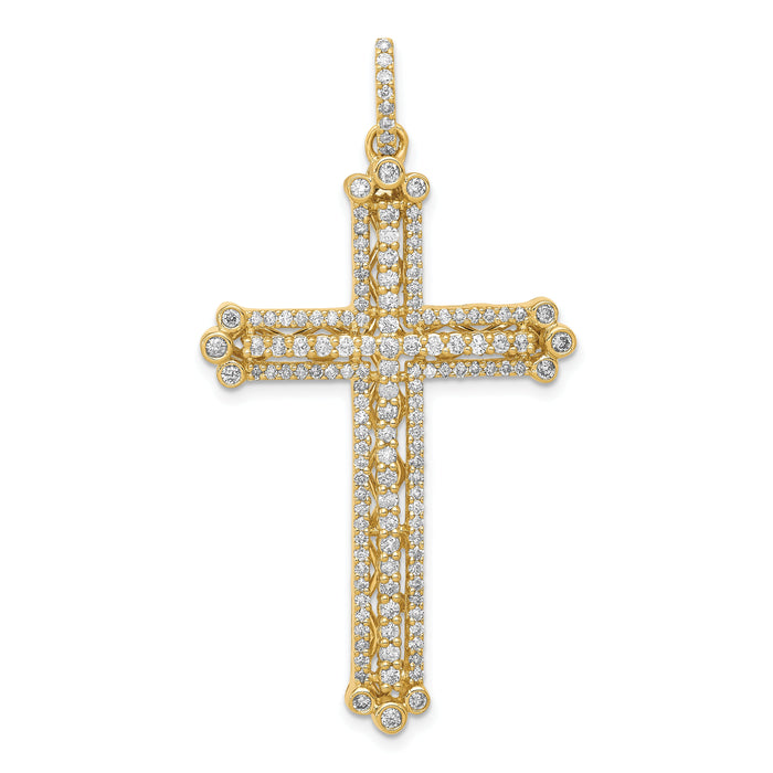 14k Diamond Budded Cross Pendant-PM5127-100-YA