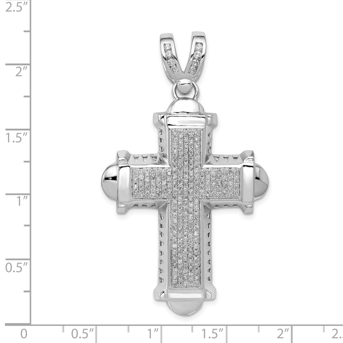 14k White Gold 7/8ct. Diamond Cross Pendant-PM5128-088-WA