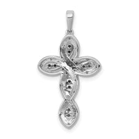 14k White Gold White and Blue Diamond Cross Pendant-PM5130-BD-020-WA