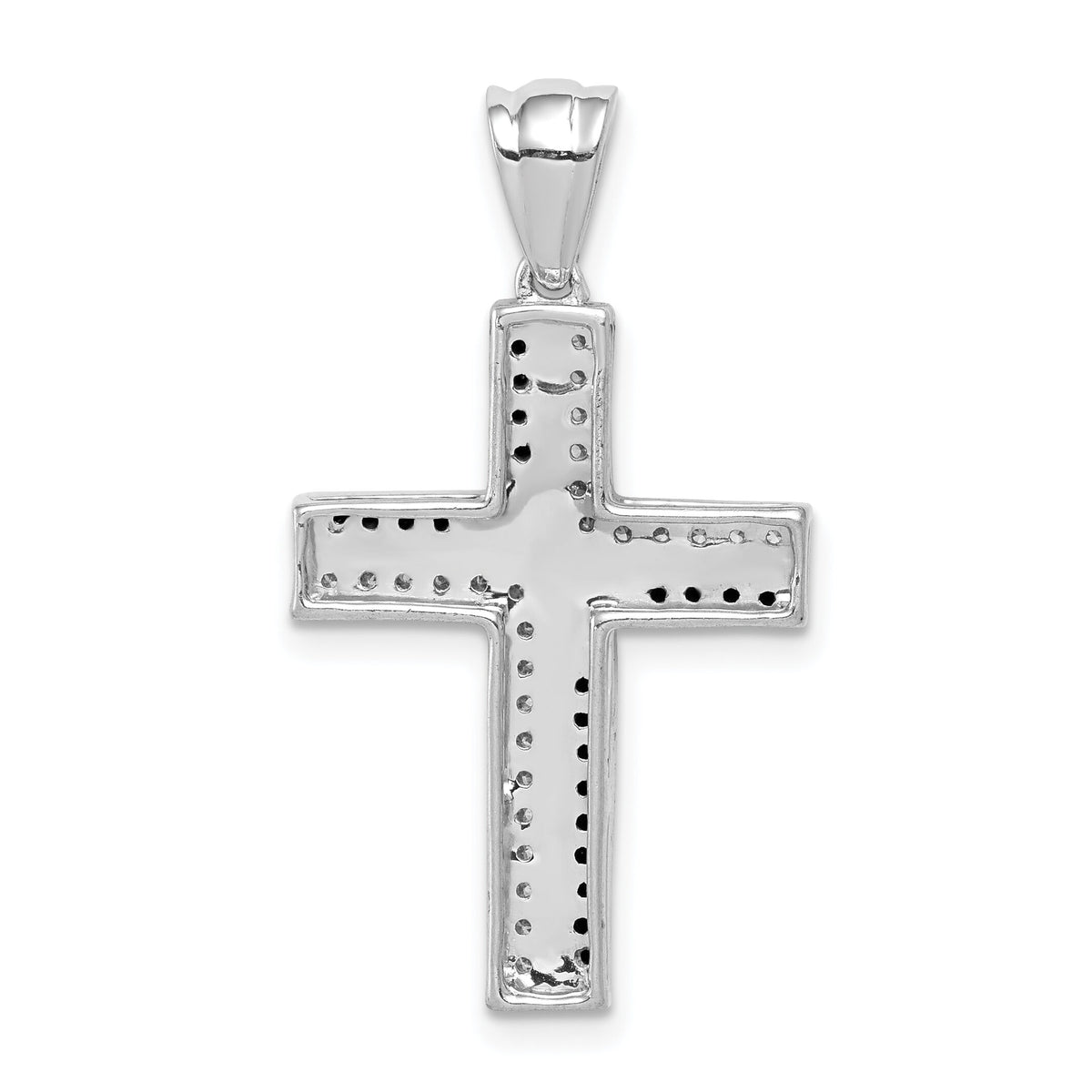 14k White Gold 1/5ct. Black and White Diamond Cross Pendant-PM5131-BK-020-WA