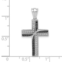 14k White Gold 1/5ct. Black and White Diamond Cross Pendant-PM5131-BK-020-WA