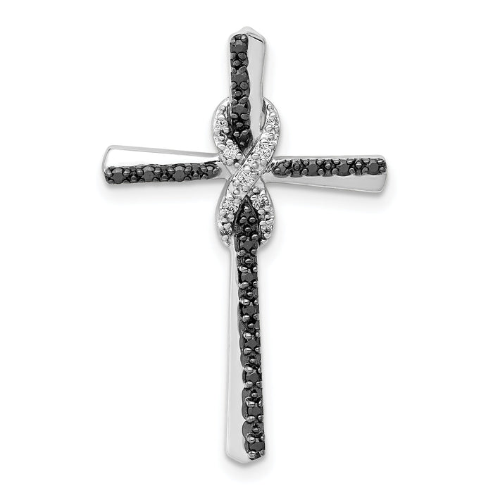 14k White Gold Black and White Diamond Infinity Cross Chain Slide-PM5132-BK-016-WA