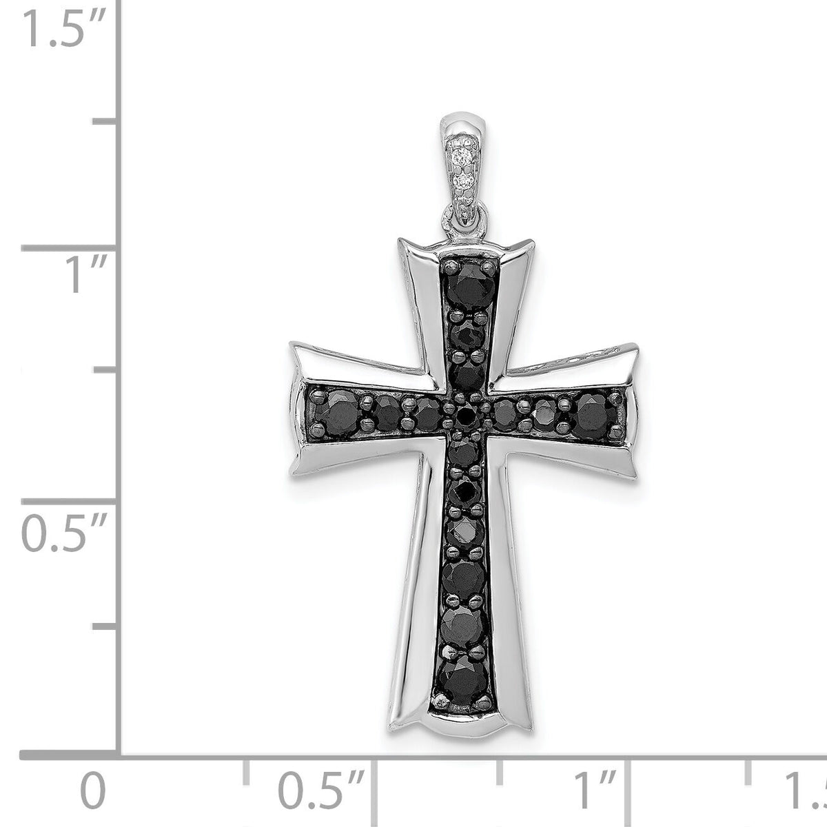 14k White Gold 5/8ct. Black Diamond Cross Pendant-PM5133-BK-062-WA