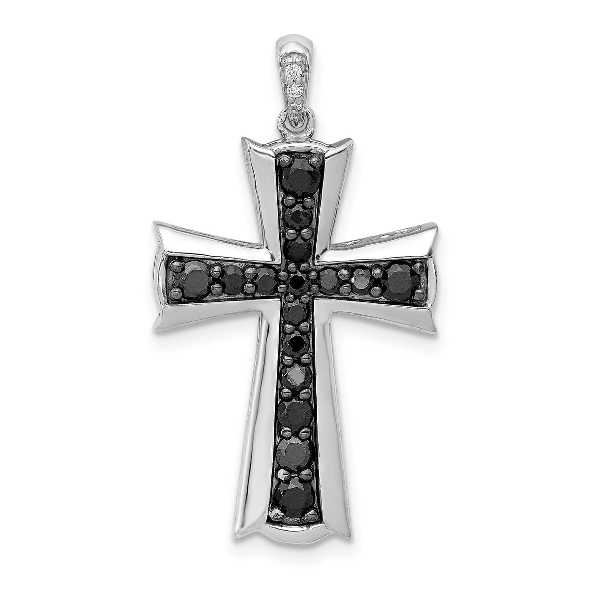 14k White Gold 5/8ct. Black Diamond Cross Pendant-PM5133-BK-062-WA