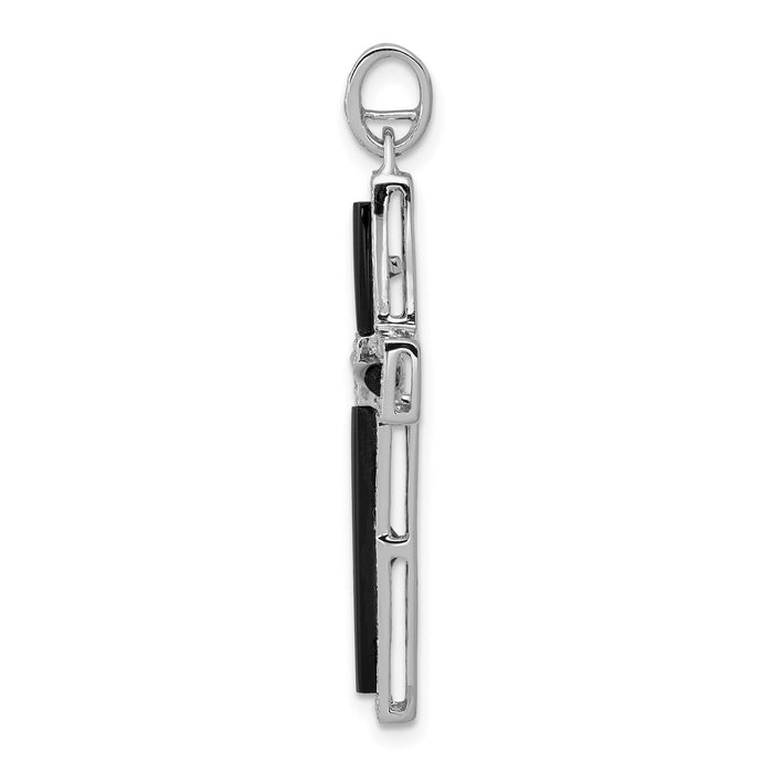 14k White Gold 1/3ct. Diamond and Onyx Cross Pendant-PM5134-OX-033-WA