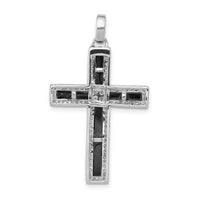 14k White Gold 1/3ct. Diamond and Onyx Cross Pendant-PM5134-OX-033-WA