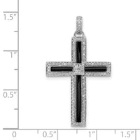 14k White Gold 1/3ct. Diamond and Onyx Cross Pendant-PM5134-OX-033-WA