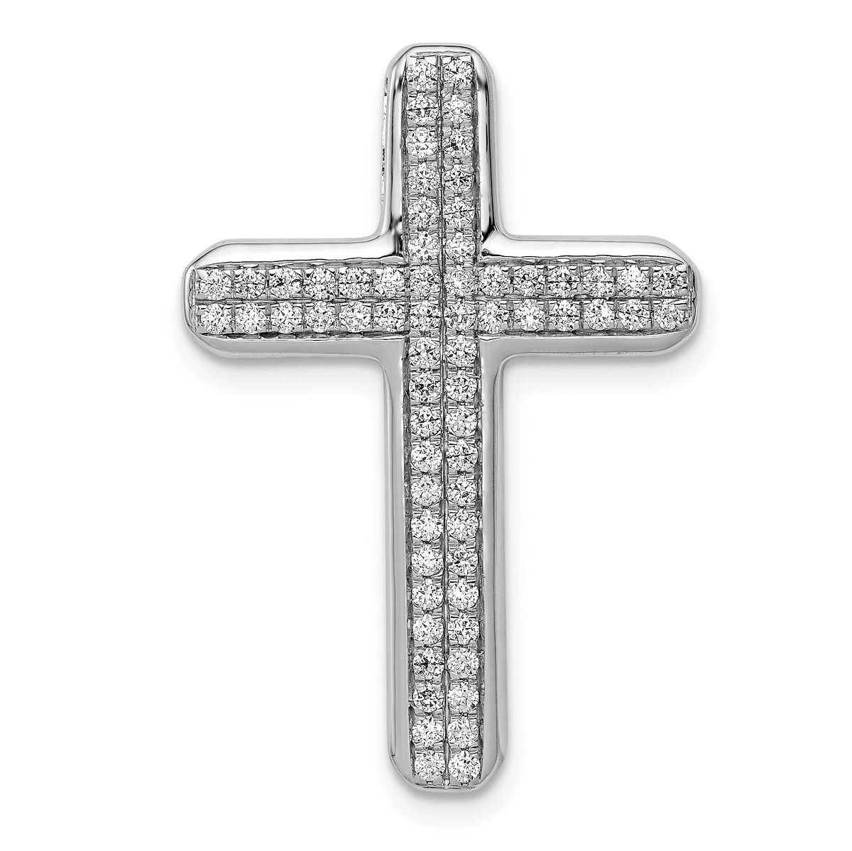 14k White Gold 1/2ct. Diamond Latin Cross Chain Slide-PM5135-050-WA