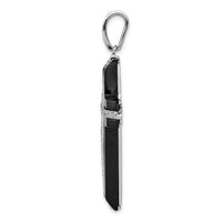 14k White Gold 1/4ct. Diamond and Onyx Cross Pendant-PM5137-OX-025-WA