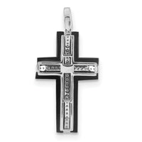 14k White Gold 1/4ct. Diamond and Onyx Cross Pendant-PM5137-OX-025-WA