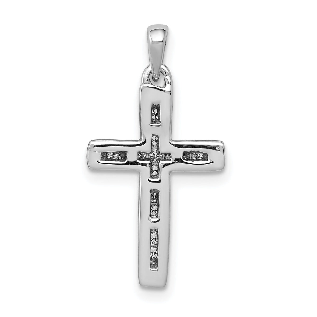 14k White Gold Small 1/10ct. Diamond Cross Pendant-PM5138-010-WA