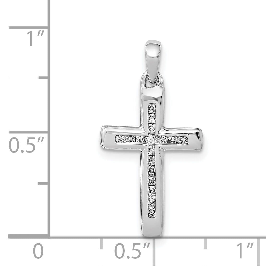 14k White Gold Small 1/10ct. Diamond Cross Pendant-PM5138-010-WA