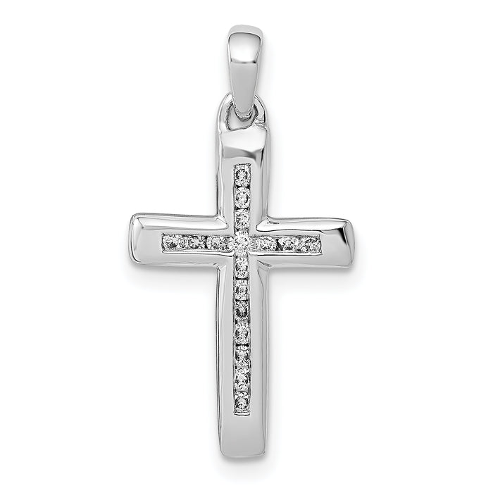14k White Gold Small 1/10ct. Diamond Cross Pendant-PM5138-010-WA